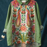 Georgia - Casual Women's Vintage-Style Blouse with Floral Pattern