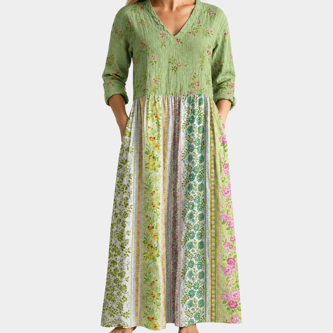 Jill green garden panel print maxi dress, view 2