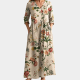 Cassie cream maxi dress with climbing botanicals, view 2