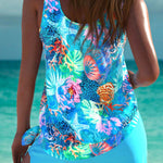 Trudy elegant tankini with matching shorts, tummy control