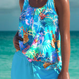 Trudy elegant tankini with matching shorts, tummy control