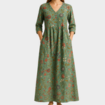 Gemma green maxi dress with small red florals, view 2