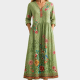 Mabel green maxi dress with rose border, view 2