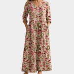 Elke cream maxi dress with pink wildflowers, view 2