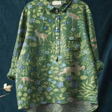 Hattie - Casual Blouse with Vintage Floral and Animal Print