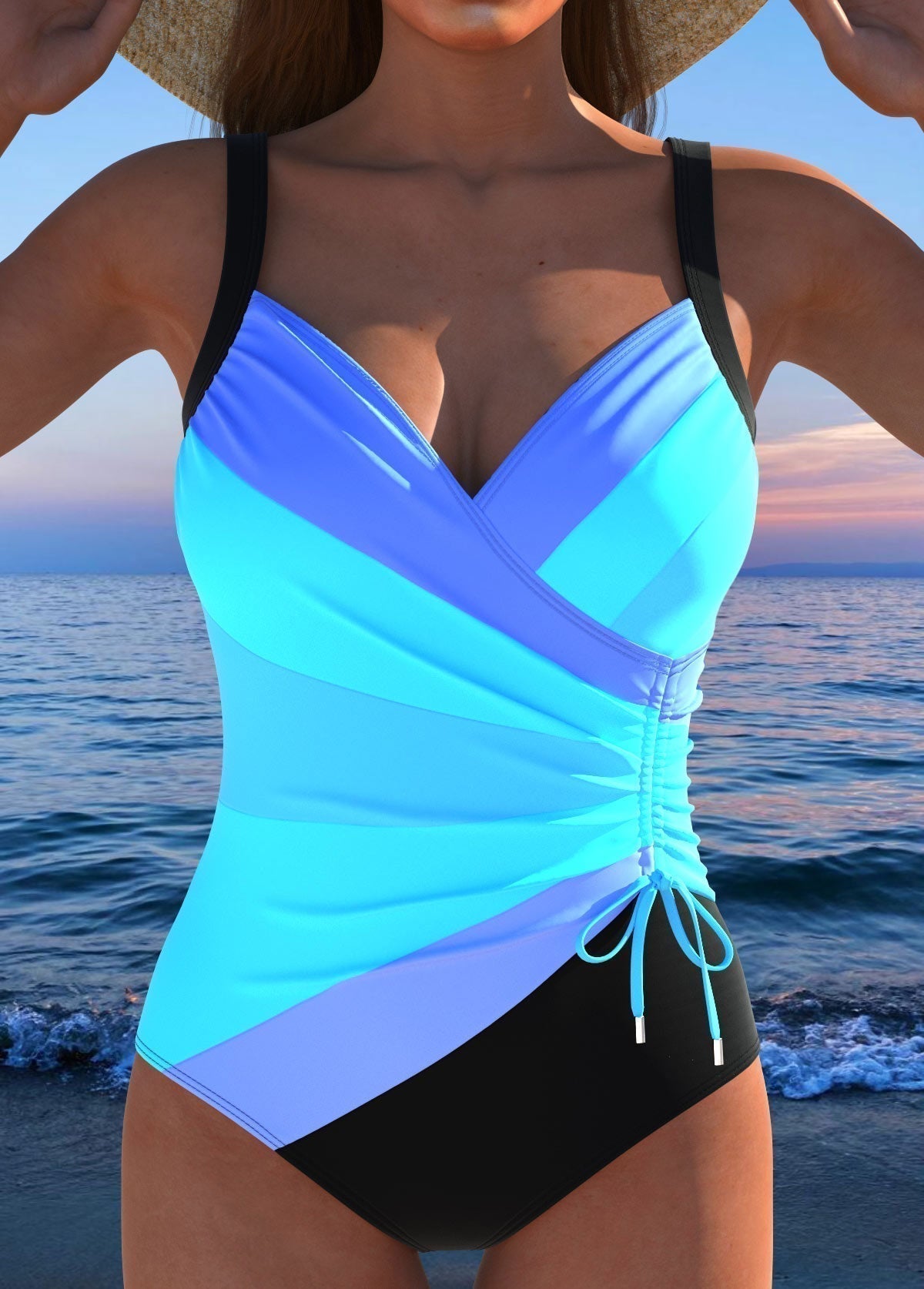 Eleanor elegant swimsuit with colourful print