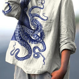 Florence - Casual Blouse with Octopus Tentacle Art