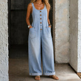 Sadie vintage washed cotton denim overalls for women