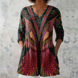 Tessa - Dark Blouse with Butterfly Wing Print