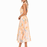 Aurora - Halter Neck Dress with Watercolour Print