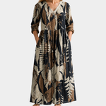Mara black and cream woodland leaf maxi dress, view 2
