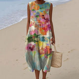 Judith - Elegant Fluid Dress with Watercolour Effect