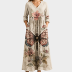 Ginny cream butterfly print maxi dress, view 2