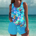 Trudy elegant tankini with matching shorts, tummy control