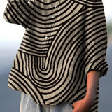 Aurora - Casual Blouse with Circular Line Print