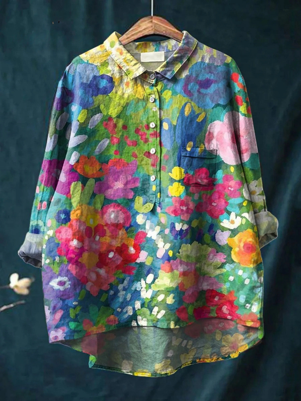 Ayla - Casual Women's Blouse in Vintage Style with Floral Pattern