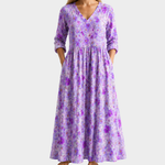 Lisa purple maxi dress with violet florals, view 2