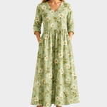 Nancy pale green maxi dress with white daisies, view 2