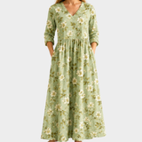Nancy pale green maxi dress with white daisies, view 2