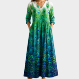 Jasmine green and blue peacock ombre maxi dress, view 2