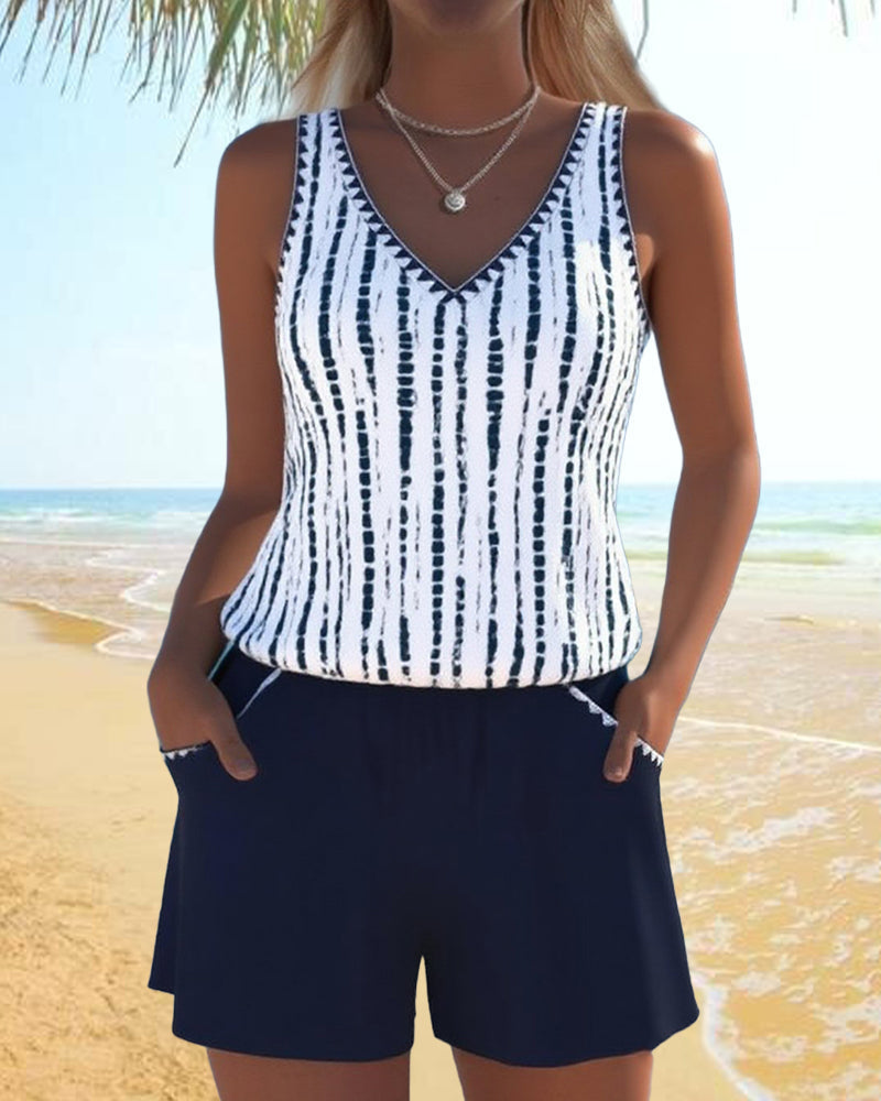 Amanda casual swimsuit with pocket and V-neck