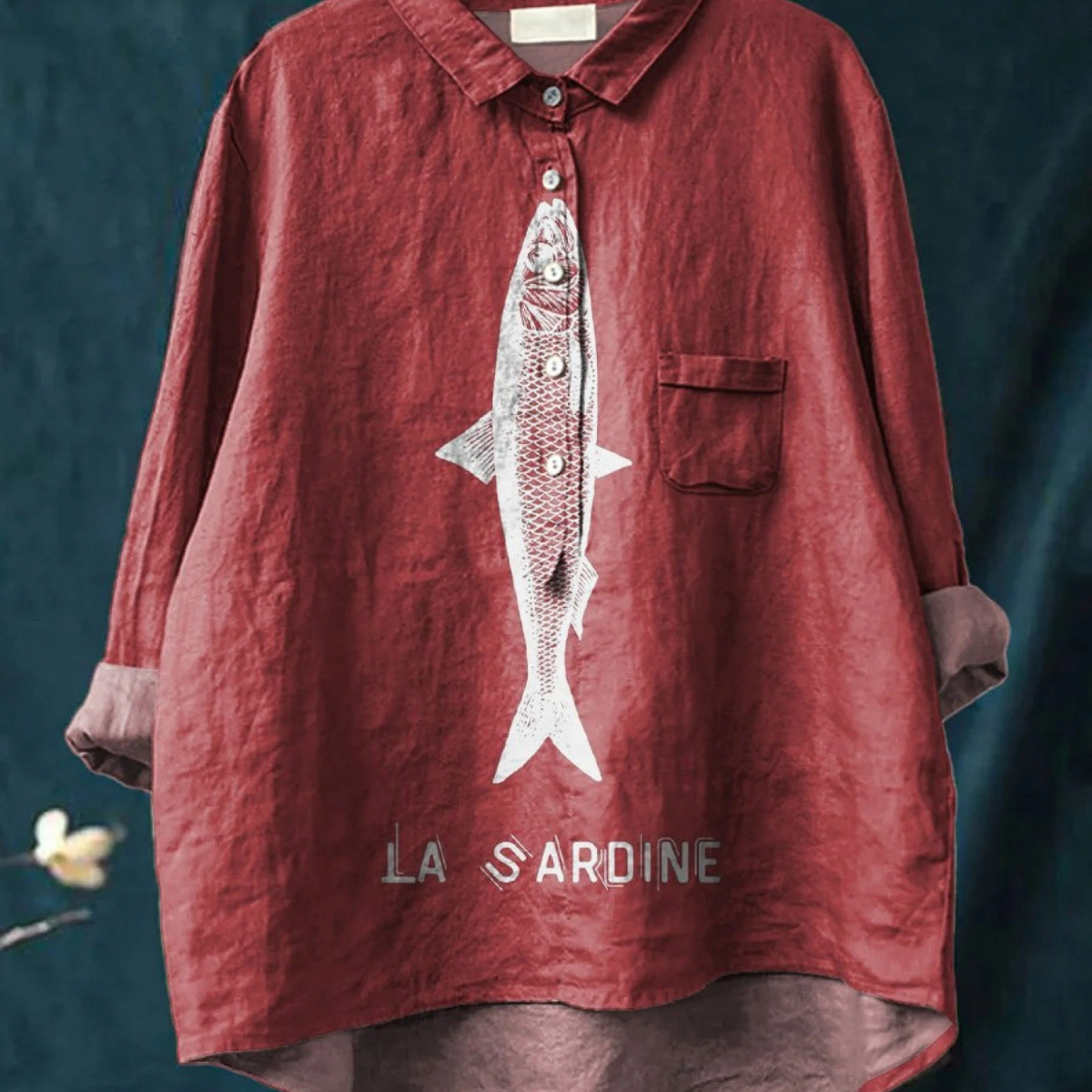Jasmine - Casual Blouse with Sardine Print