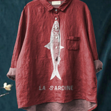 Jasmine - Casual Blouse with Sardine Print