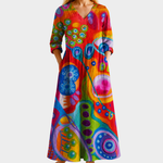 Dana bright abstract print maxi dress, view 2