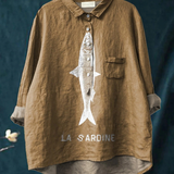 Jasmine - Casual Blouse with Sardine Print
