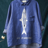 Jasmine - Casual Blouse with Sardine Print