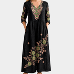Colleen black maxi dress with embroidered florals, view 2