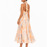 Aurora - Halter Neck Dress with Watercolour Print