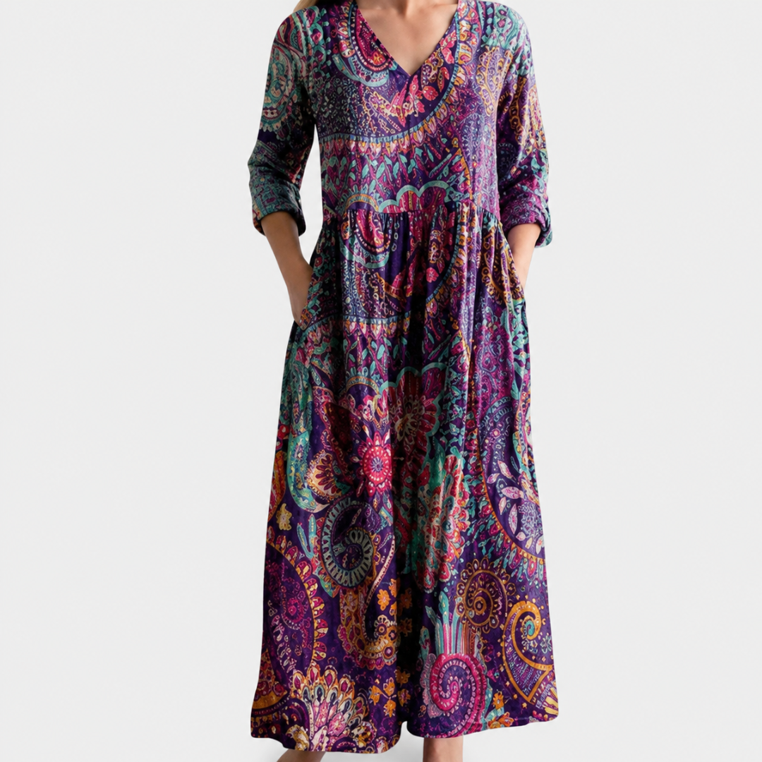 Nikki purple paisley swirl maxi dress, view 2
