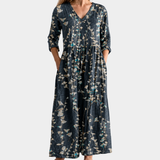 Rosie navy maxi dress with moonlit vines, view 2