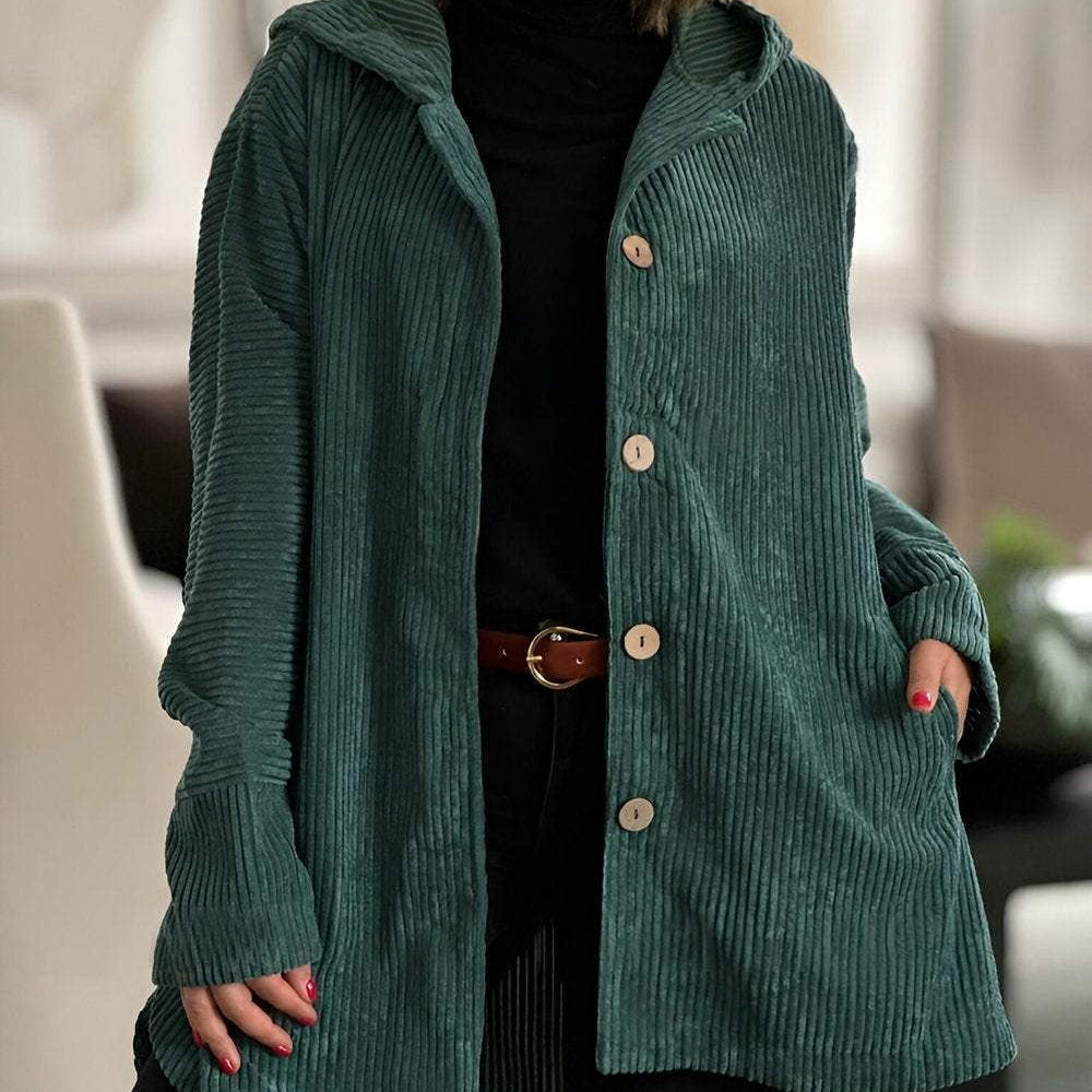 Cordia - Corduroy Hooded Cardigan