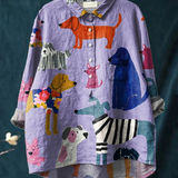Nora - Casual Blouse with Dog Print