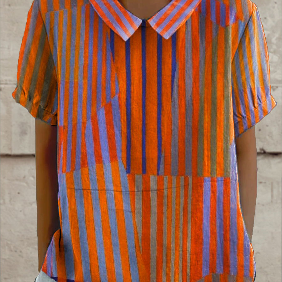 Nina - Geometric Striped Blouse