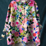 Layla - Casual Women's Blouse with Colourful Spring Flower Print
