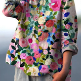 Layla - Casual Women's Blouse with Colourful Spring Flower Print