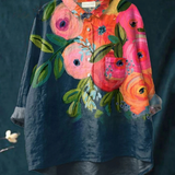 Hazel - Casual Blouse with Artistic Floral Print