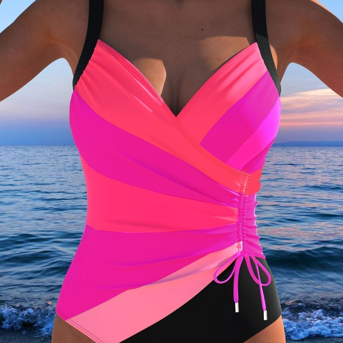 Eleanor elegant swimsuit with colourful print