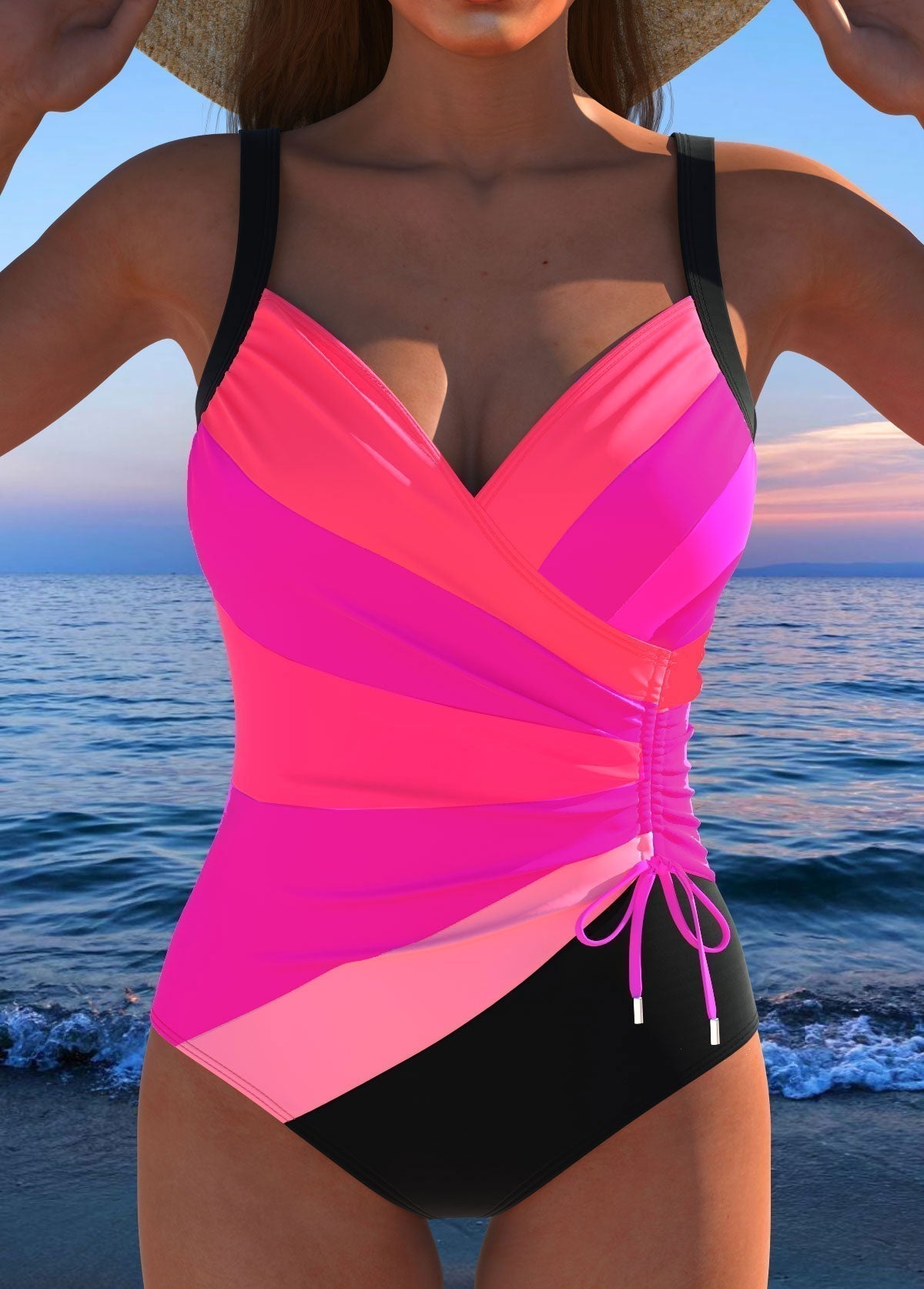 Eleanor elegant swimsuit with colourful print