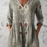 Cora - Long Blouse with V-Neck
