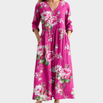 Bianca fuchsia maxi dress with painted roses, view 2