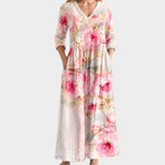 Sara blush maxi dress with soft roses, view 2