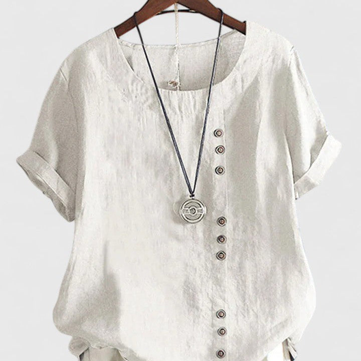 Elisavie - Comfortable Short Sleeve Blouse
