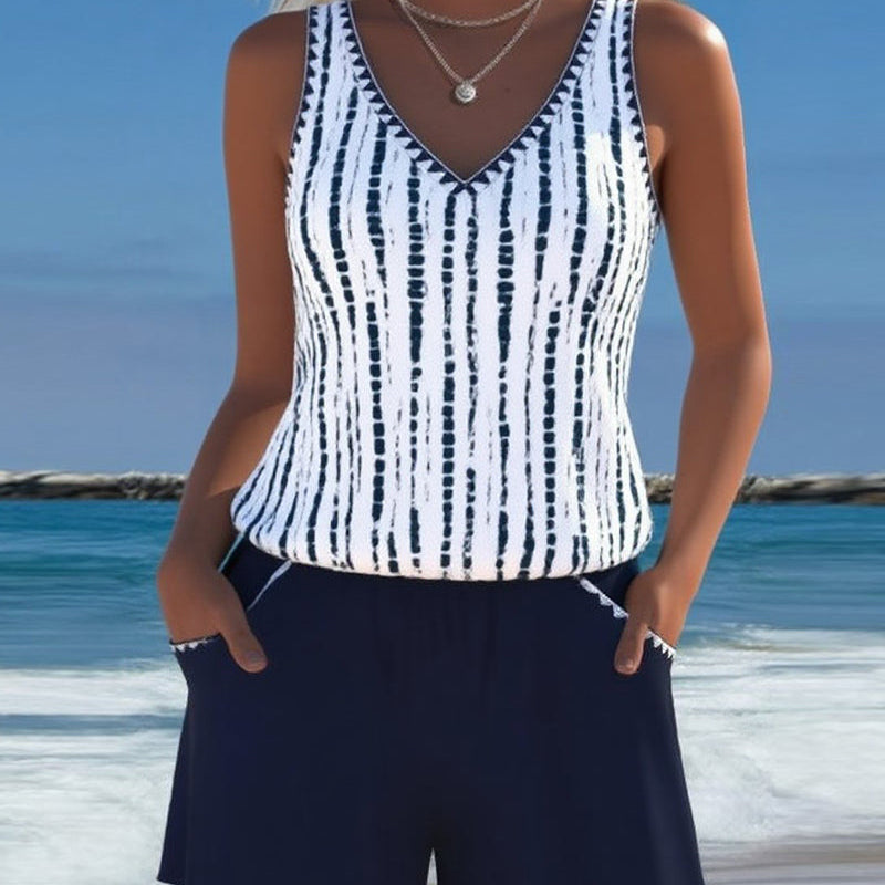 Amanda casual swimsuit with pocket and V-neck