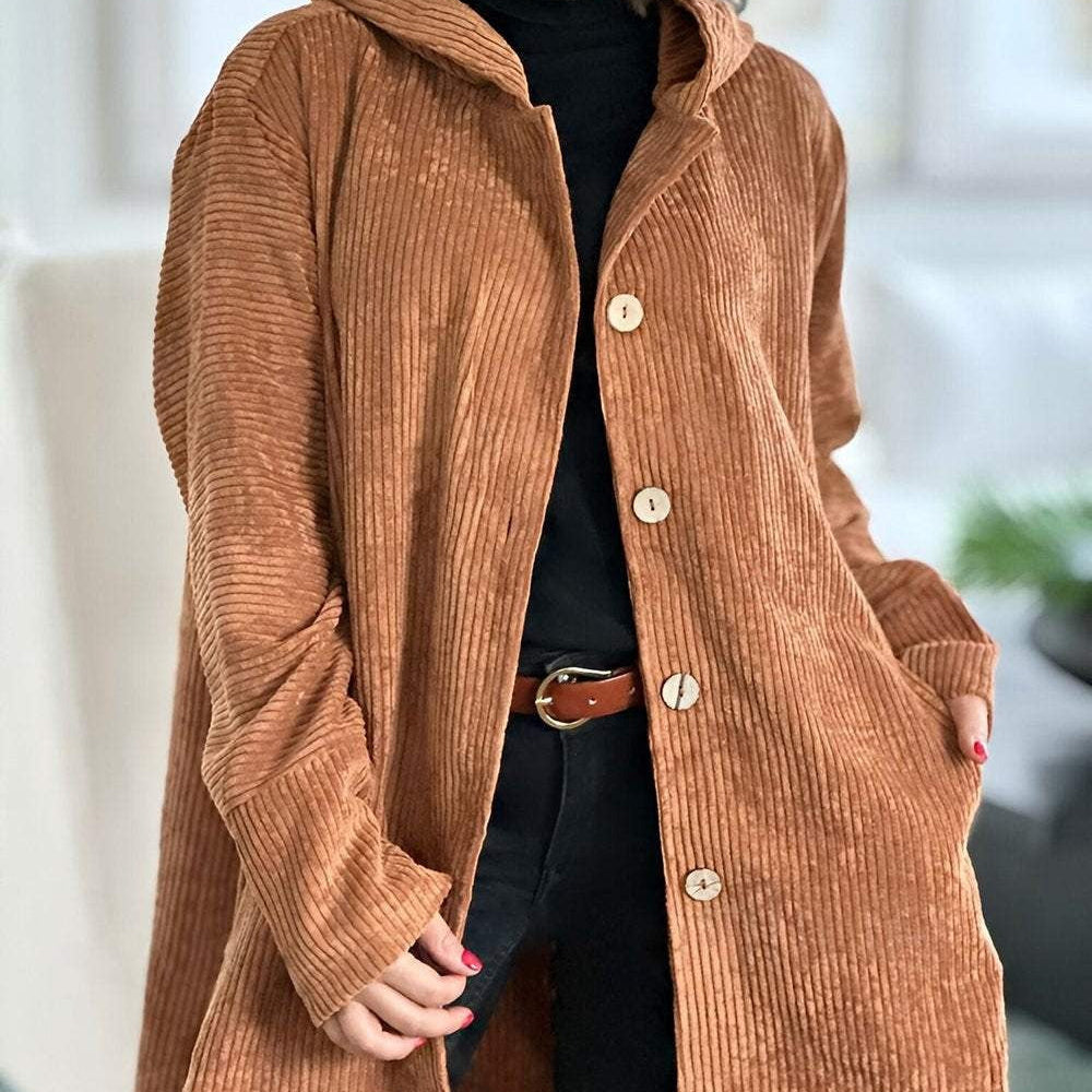 Cordia - Corduroy Hooded Cardigan