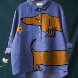 Bindi - Casual Blouse with Artistic Dachshund Print