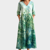 Julia green watercolour ombre maxi dress, view 2